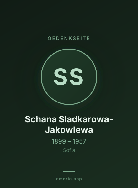 Gedenkportrait von Schana Sladkarowa-Jakowlewa