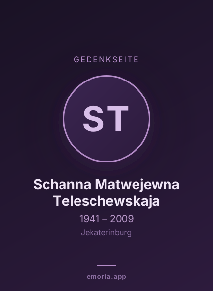 Gedenkportrait von Schanna Matwejewna Teleschewskaja
