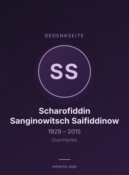 Gedenkportrait von Scharofiddin Sanginowitsch Saifiddinow
