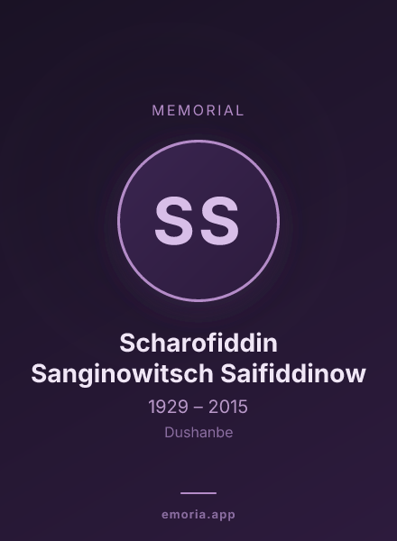 Memorial portrait of Scharofiddin Sanginowitsch Saifiddinow