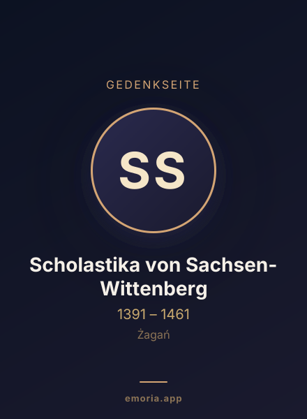 Gedenkportrait von Scholastika von Sachsen-Wittenberg