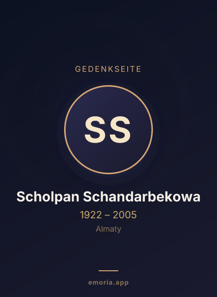 Gedenkportrait von Scholpan Schandarbekowa