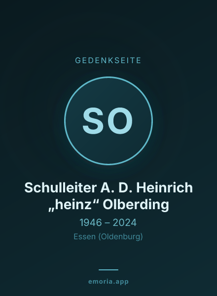 Gedenkportrait von Schulleiter A. D. Heinrich „heinz“ Olberding