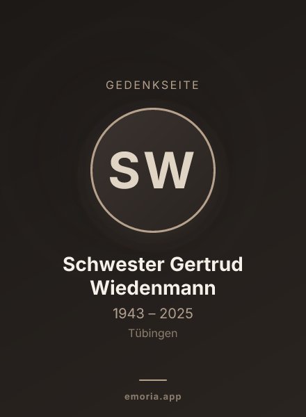 Gedenkportrait von Schwester Gertrud Wiedenmann