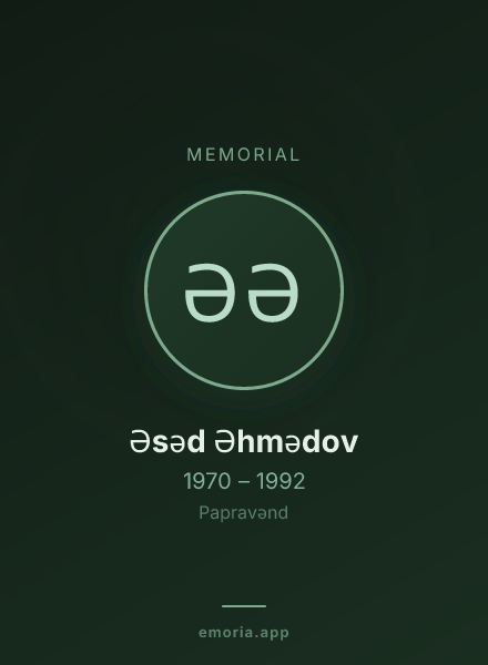 Memorial portrait of Əsəd Əhmədov