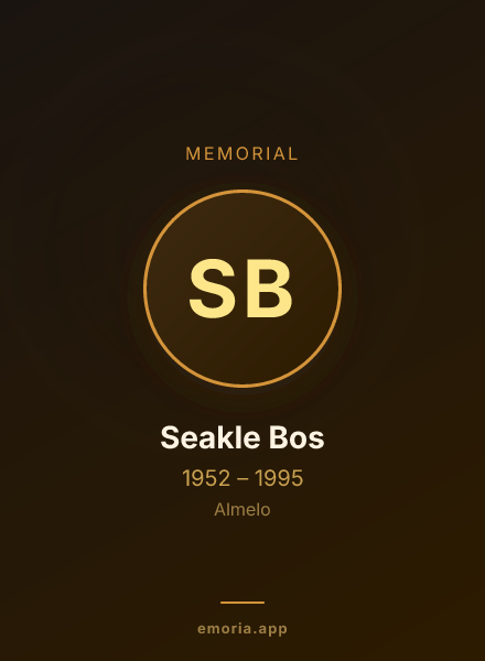 Memorial portrait of Seakle Bos