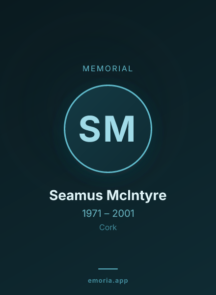Memorial portrait of Seamus McIntyre