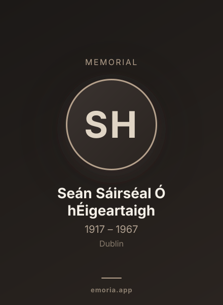 Memorial portrait of Seán Sáirséal Ó hÉigeartaigh
