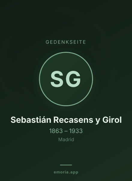 Gedenkportrait von Sebastián Recasens y Girol