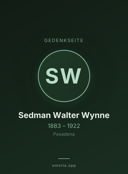 Gedenkportrait von Sedman Walter Wynne