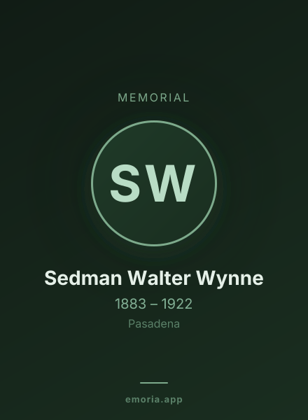 Memorial portrait of Sedman Walter Wynne