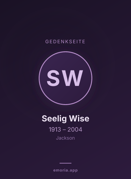 Gedenkportrait von Seelig Wise