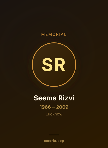Memorial portrait of Seema Rizvi