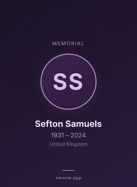 Memorial portrait of Sefton Samuels