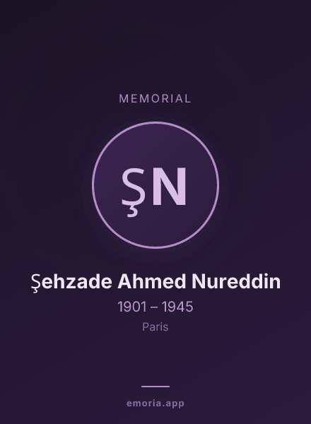 Memorial portrait of Şehzade Ahmed Nureddin
