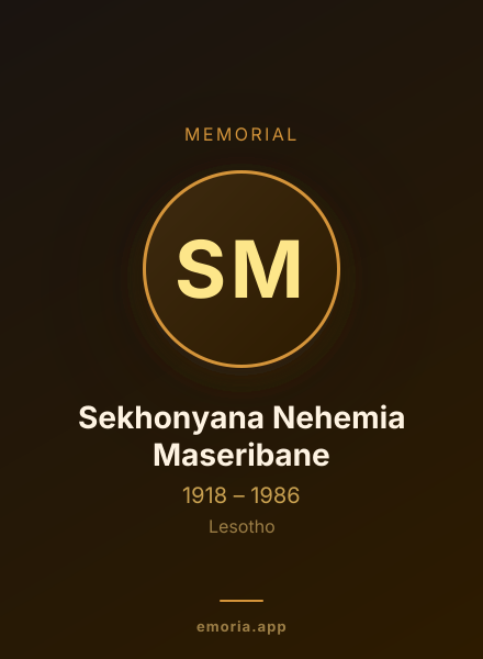 Memorial portrait of Sekhonyana Nehemia Maseribane