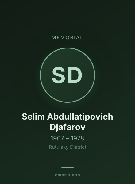 Memorial portrait of Selim Abdullatipovich Djafarov