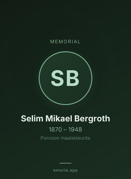 Memorial portrait of Selim Mikael Bergroth