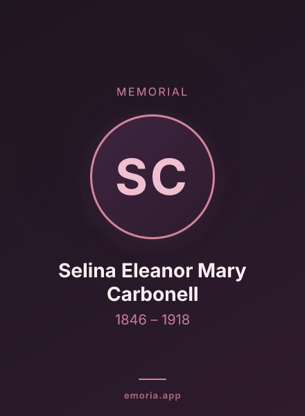Memorial portrait of Selina Eleanor Mary Carbonell