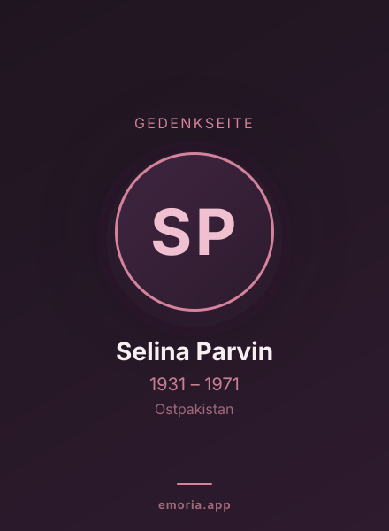 Gedenkportrait von Selina Parvin