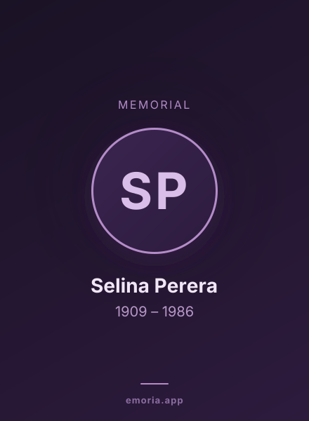 Memorial portrait of Selina Perera