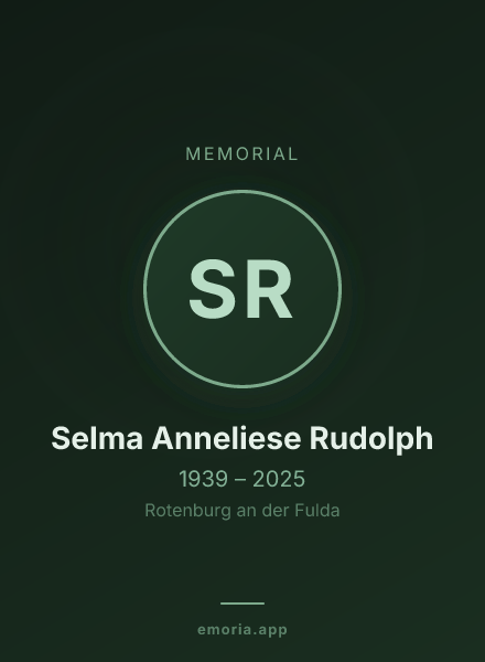 Memorial portrait of Selma Anneliese Rudolph