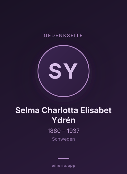 Gedenkportrait von Selma Charlotta Elisabet Ydrén