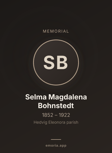 Memorial portrait of Selma Magdalena Bohnstedt