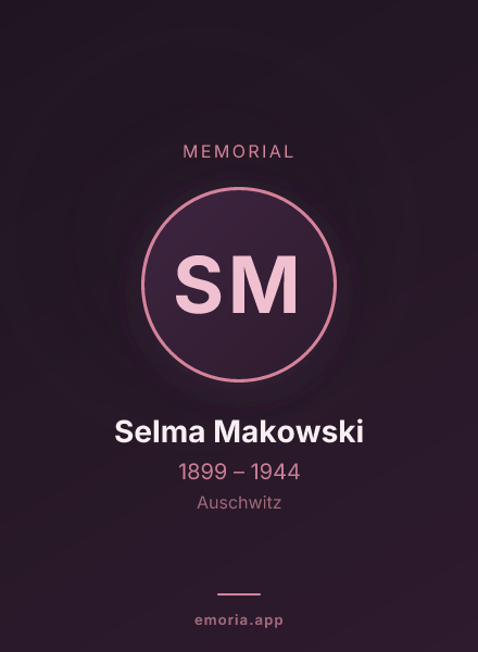 Memorial portrait of Selma Makowski