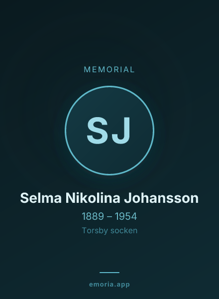 Memorial portrait of Selma Nikolina Johansson