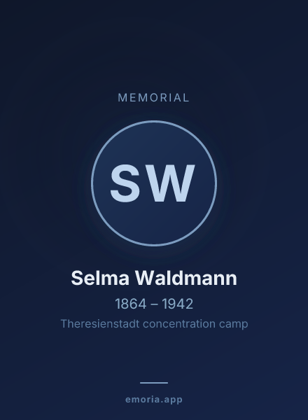 Memorial portrait of Selma Waldmann