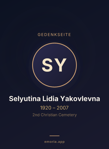 Gedenkportrait von Selyutina Lidia Yakovlevna