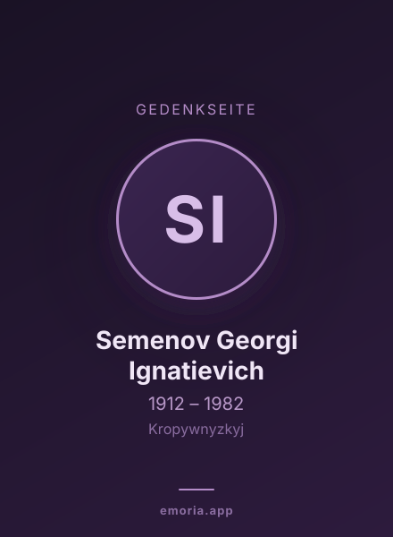 Gedenkportrait von Semenov Georgi Ignatievich