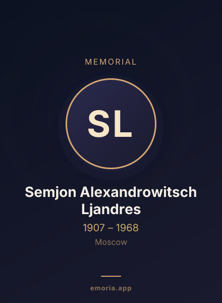Memorial portrait of Semjon Alexandrowitsch Ljandres