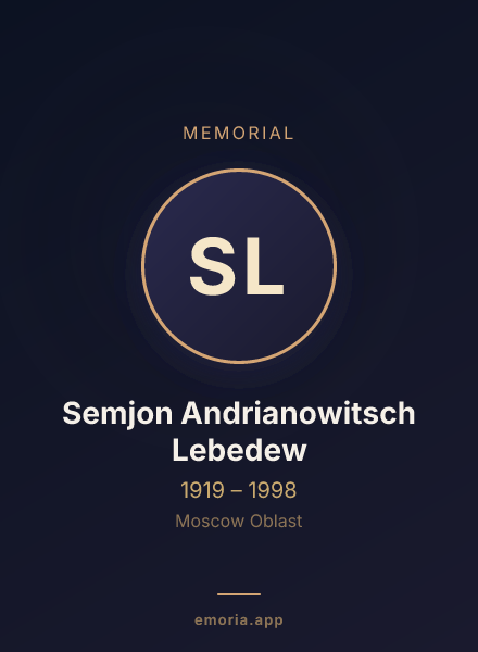 Memorial portrait of Semjon Andrianowitsch Lebedew