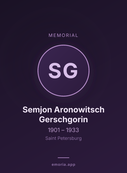 Memorial portrait of Semjon Aronowitsch Gerschgorin