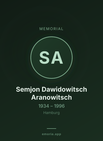 Memorial portrait of Semjon Dawidowitsch Aranowitsch