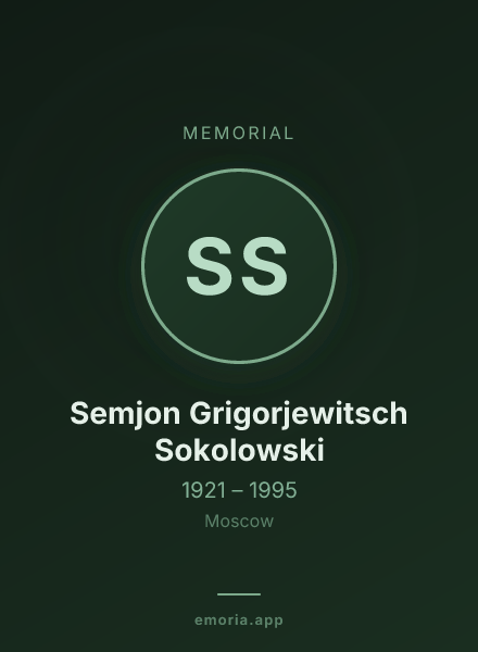 Memorial portrait of Semjon Grigorjewitsch Sokolowski