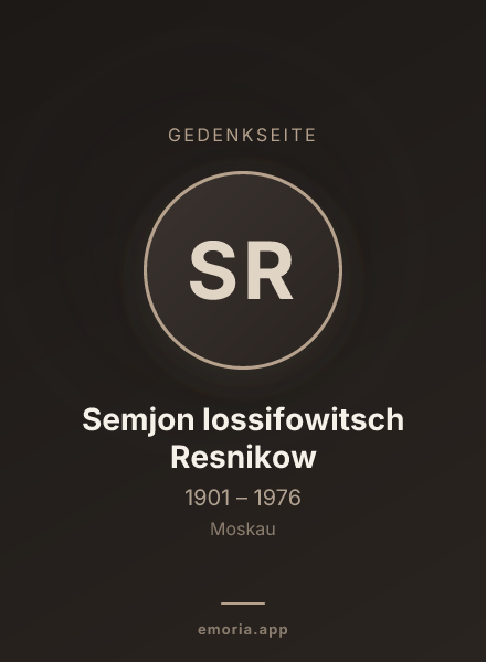 Gedenkportrait von Semjon Iossifowitsch Resnikow