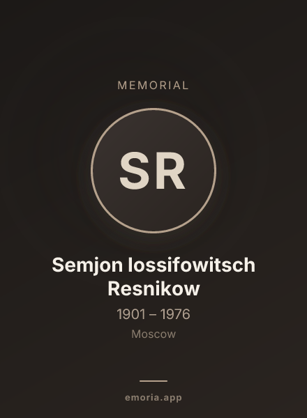 Memorial portrait of Semjon Iossifowitsch Resnikow