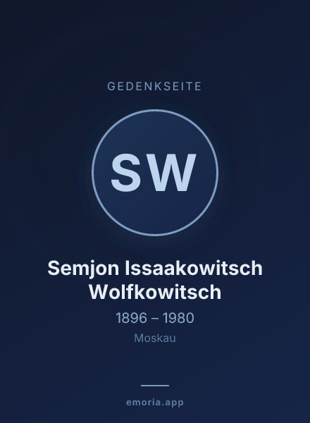 Gedenkportrait von Semjon Issaakowitsch Wolfkowitsch