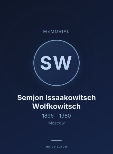Memorial portrait of Semjon Issaakowitsch Wolfkowitsch