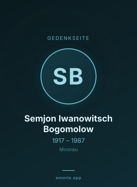 Gedenkportrait von Semjon Iwanowitsch Bogomolow