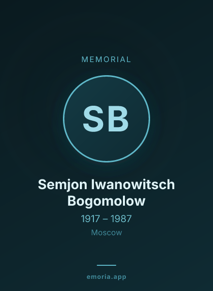 Memorial portrait of Semjon Iwanowitsch Bogomolow