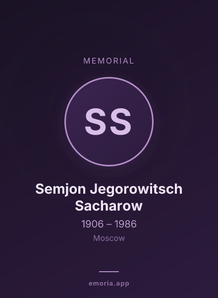 Memorial portrait of Semjon Jegorowitsch Sacharow