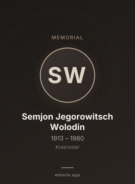 Memorial portrait of Semjon Jegorowitsch Wolodin