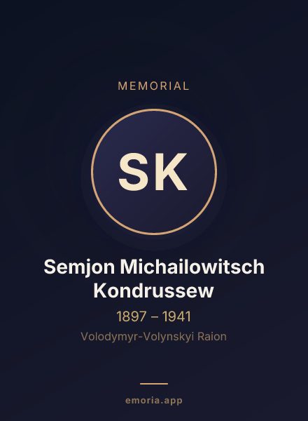 Memorial portrait of Semjon Michailowitsch Kondrussew