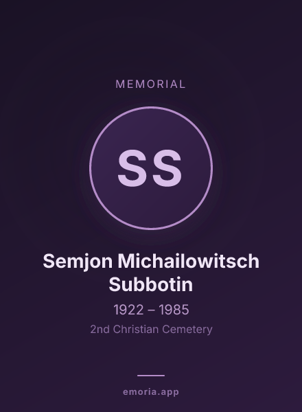 Memorial portrait of Semjon Michailowitsch Subbotin