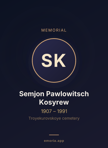 Memorial portrait of Semjon Pawlowitsch Kosyrew