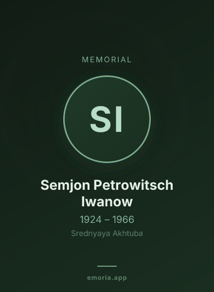 Memorial portrait of Semjon Petrowitsch Iwanow